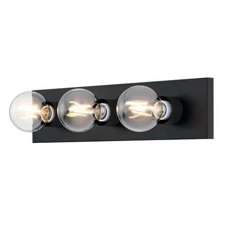 Westinghouse Fixture Wall 100W 3-Light Bath Bar, Matte Black No Shade 6117500